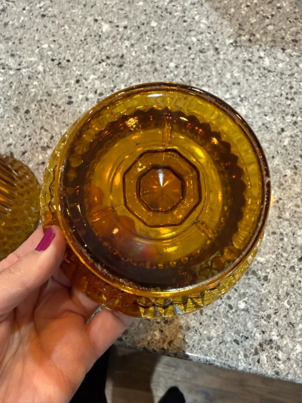 Indiana Glass Amber Textured Fairy Lantern
Minor flea bite/scuff, noted. - Picture 5 of 8